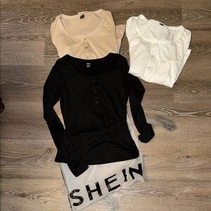 NWT SHEIN Women's Black, White, and Cream Tops